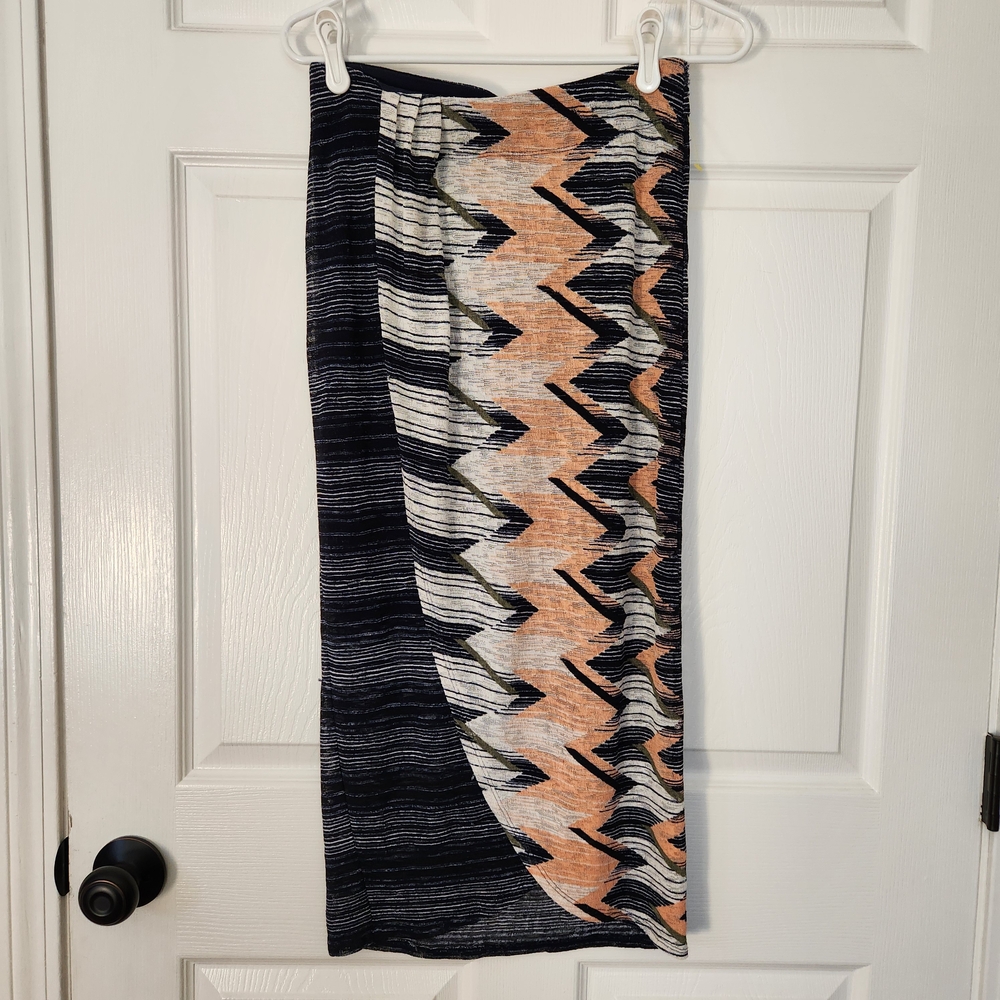 Maeve Anthropologie Blush, Navy, Chevron Patterned Tulip Pencil Skirt XS